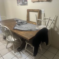 Heavy duty wood table of 8