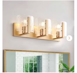 21.46 in. 3-Light Modern Gold Bathroom Vanity Light Fixtures Over Mirror with Glass Shades