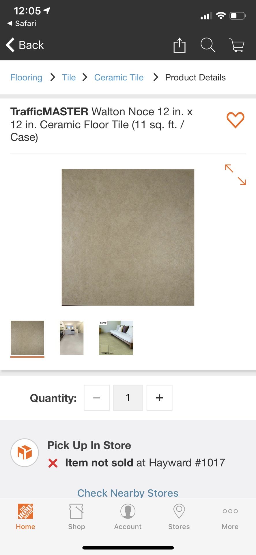 12x12 Ceramic Tile Walton Noce 11 cases