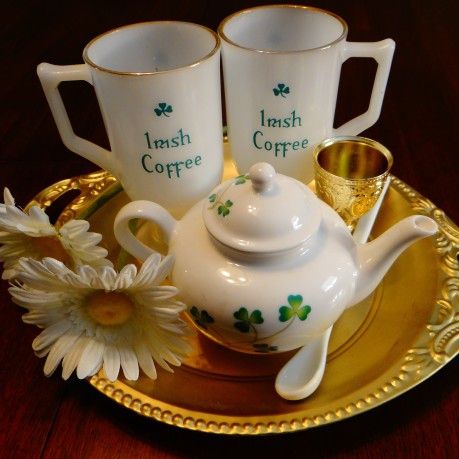 St.Patrick's Milk Glass and Tea Pot