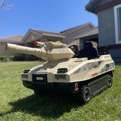 Ride on Tank 24V Electric Car for Kids to Drive with Remote Control Battery Powered Army Tank 360° Spin Off-Road Fighting Military Vehicle Toys for To