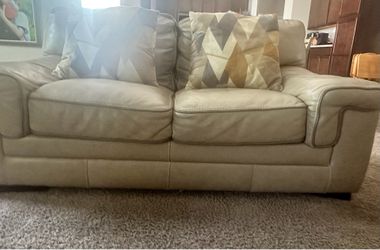 Tan Leather sofa and loveseat