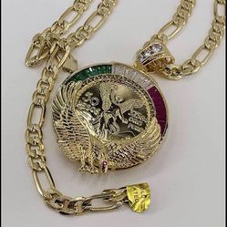 Centenario y cadena chapado en oró 14k/Centenario and Chain 14k gold plated