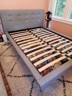 Grey queen size bed frame