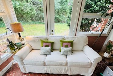 Off-White Slipcovered Couch