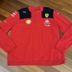 Puma Formula 1 Racing Ferrari 1/4 Zip Knit Pullover Sweater, Red, Men’s XXL