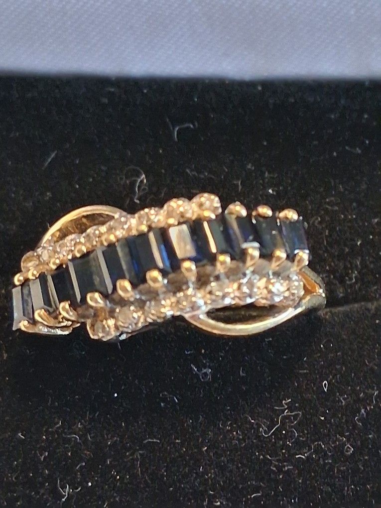 Saphire, Diamond Ring 14kyg