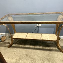 Glass Top Solid metal accent table