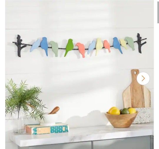40 in. x 7 in. Metal Multi Colored Indoor Outdoor Bird Wall Decor