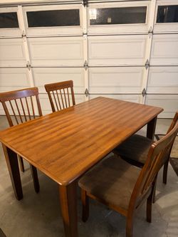 5-Piece Wood Dining Table Set with 4 Padded Chairs