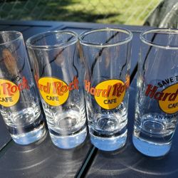 HRC Cleveland , San Francisco,  Niagara  Falls And Chicago  Set Of 4 Shot Glasses
