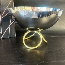 Round Branch Footed Bowl Brass & S/S Shiny 20cm