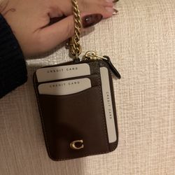 COACH Essential Chain Card Case in Leather brown (LA Pickup