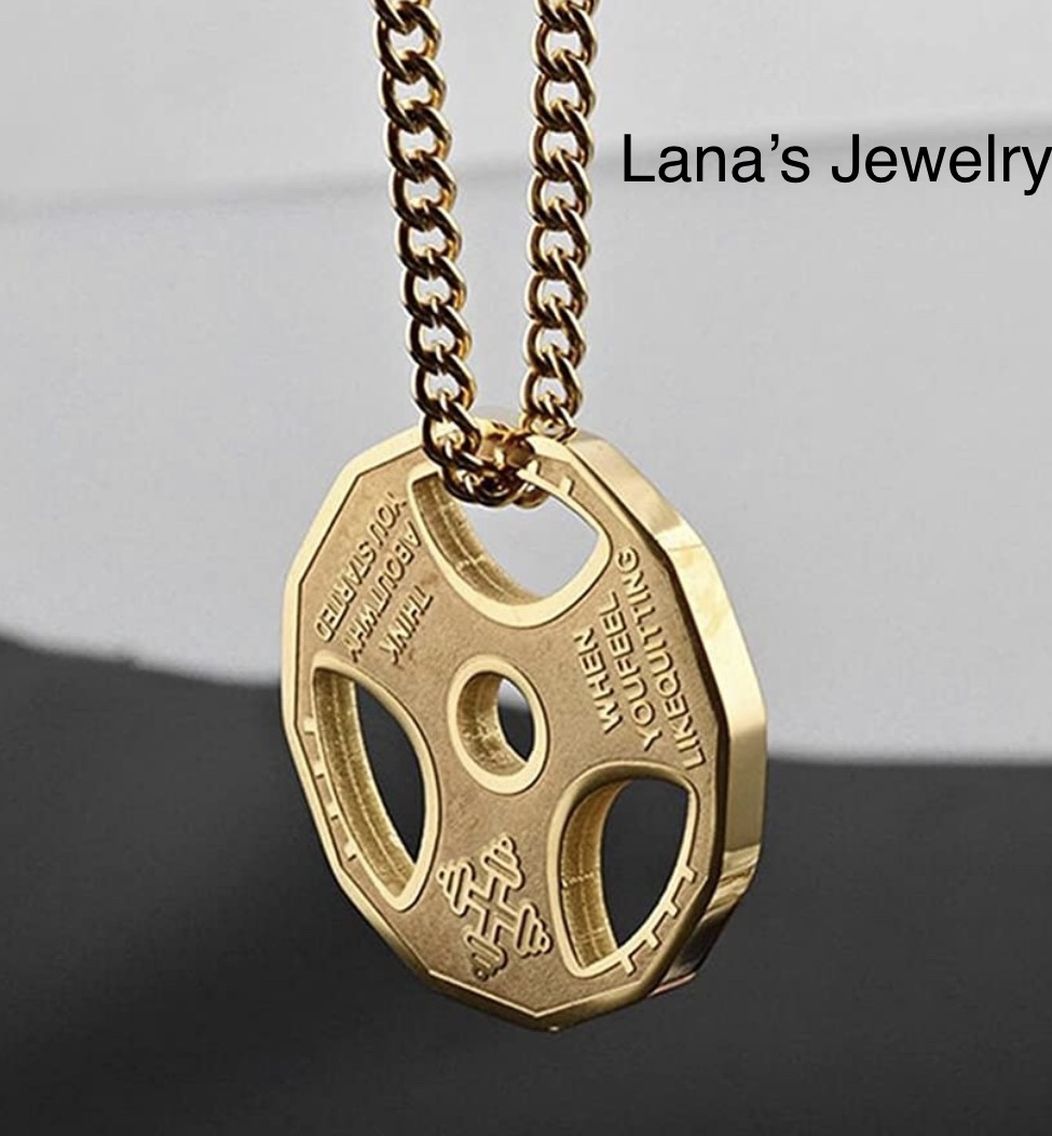 Dumbbells Necklace Gold And Silver Beautiful