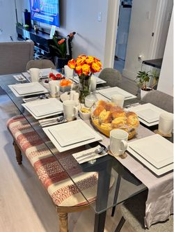 glass table and 4 chairs