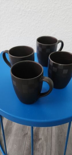 4 Black Coffee Mugs
