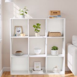 New -9 Cube Storage Organizer, Bookshelf with 5 Removable Back Panels for Living Room, Bedroom, Home Office, White