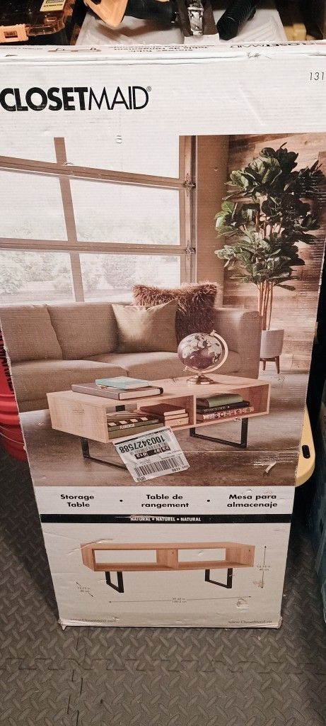 Natural Coffee Table With Decorative Shelf