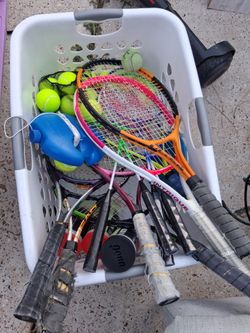Mixed Lot of Tennis Rackets and Balls
