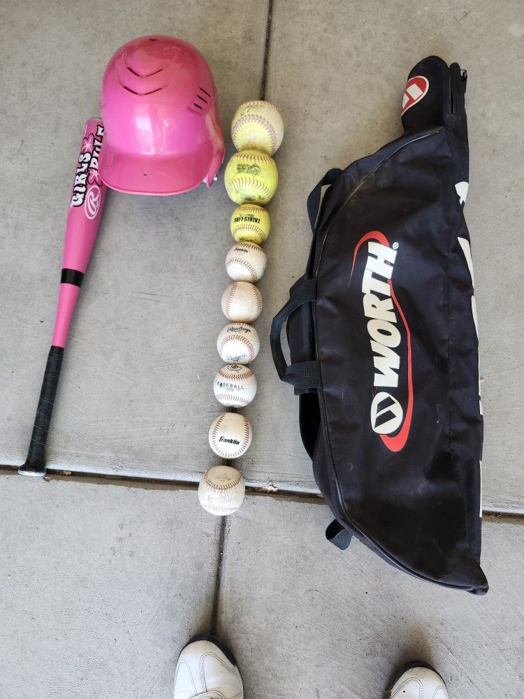 Kids Baseball Bat And Helmet With Bag And Balls