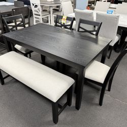6PC Black Dining Table Set