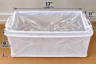 White Mesh Storage Basket with Clear Liner pack of 5