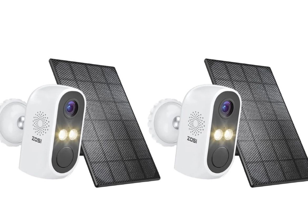 2Pcs  ZOSI 2K WiFi Solar Battery Powered Outdoor Security Camera System Wireless