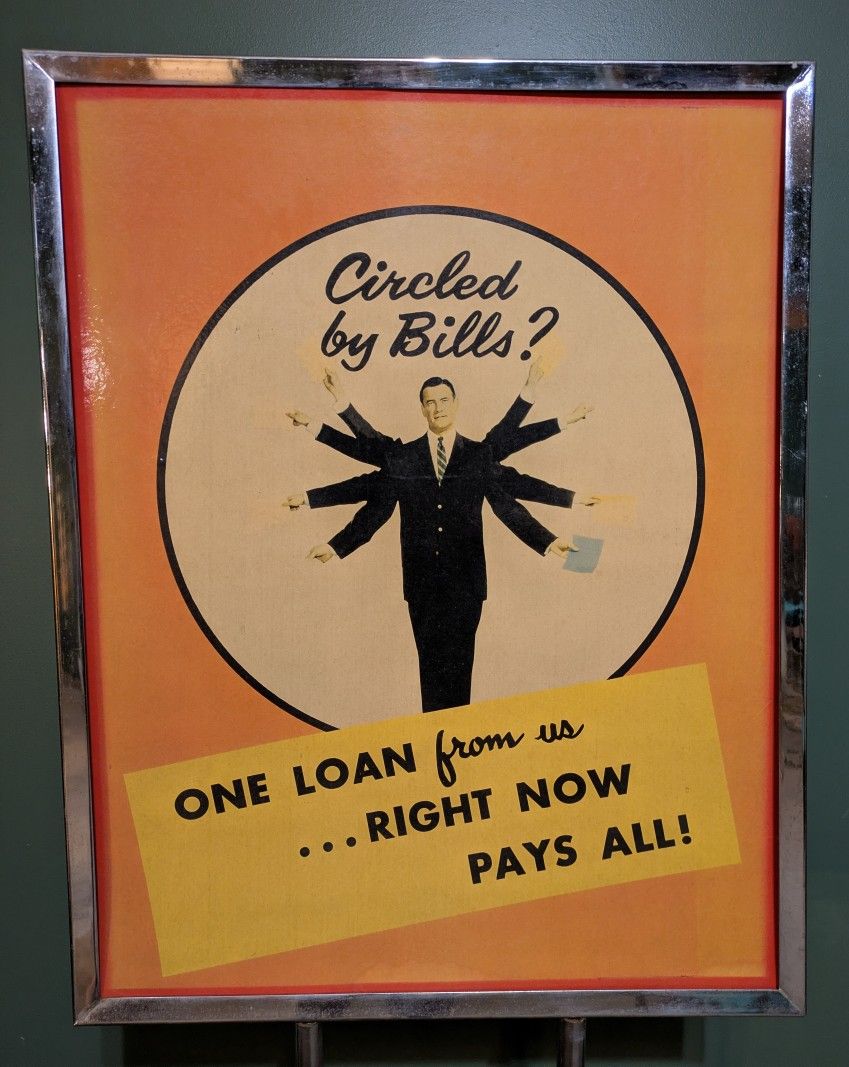 Vintage 1950s MCM Store Sign With Original Chrome Sign Holder
