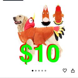 Turkey Dog Costume Thanksgiving Apparel Pet Costume for Dogs and Cats.  Size: 5XL(Neck:22.44" Chest:29.13"Back:24.8'')