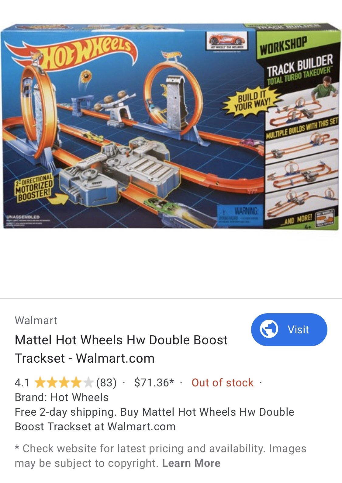 New (open box): Hot Wheels Workshop Total Turbo Takeover motorized track set