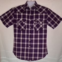 EUC! WRANGLER RETRO Sawtooth Pocket Western Snap S/S Shirt Mens Sz M