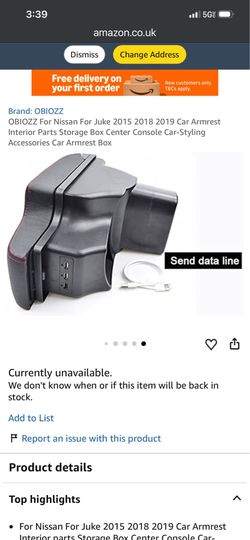 2015-19 Nissan juke usb center console