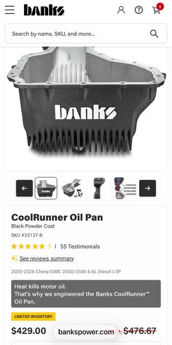 Banks oil pan for 2020-2026 L5P