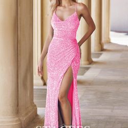 Stacee's Pink Sequin Prom Dress