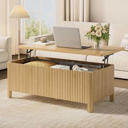 Fluted Lift Top Coffee Table, Mid-Century Modern Coffee Table