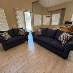 Two Piece Navy Sofa Set