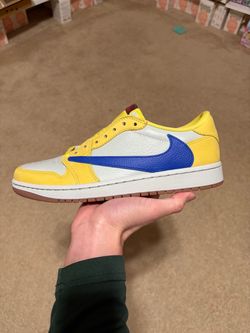 Size 10.5W/9M - Travis Scott x Air Jordan 1 Retro OG SP Low Canary Yellow Blue