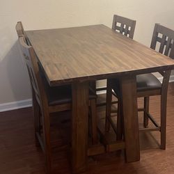 Solid Wood Dining Table w/ 4 Chairs