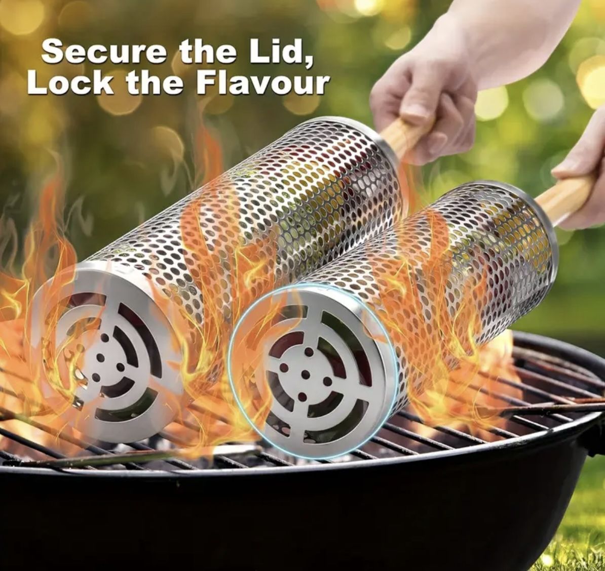 Rolling Grilling Baskets 2pcs, Stainless Steel 