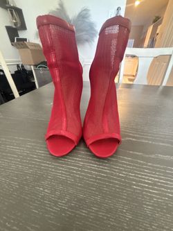 Red Mesh JustFab Heels - 6.5