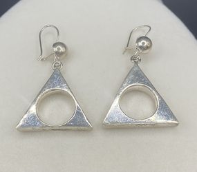 Sterling Vintage Triangle Earrings 