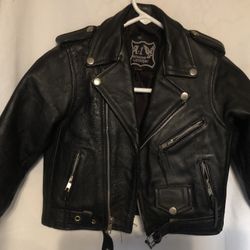 Leather Motorcycle Jacket Kids XS
