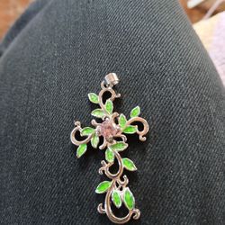 Flower Vine Cross Pendant 