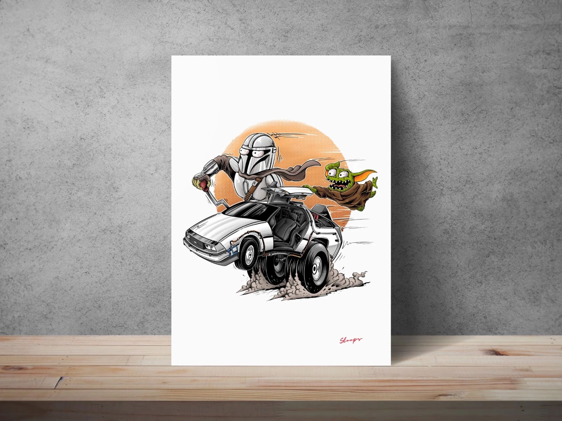 Man-DeLorean Rat Fink Print