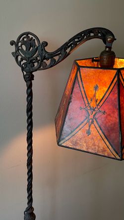 Antique Iron lamp w/ Mica shade