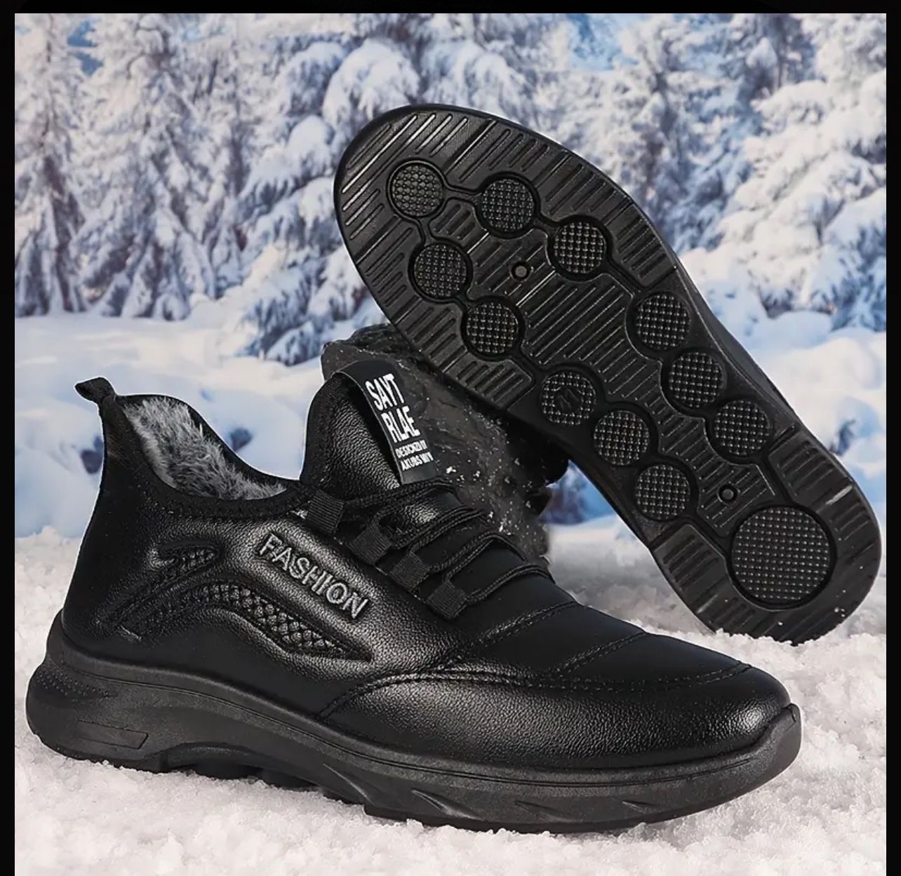 Men's Casual Snow Boots - Lace-Up, Non-Slip Rubber Sole, Comfortable Fabric Lining for Outdoor Activities, Spring/Fall(size 9)