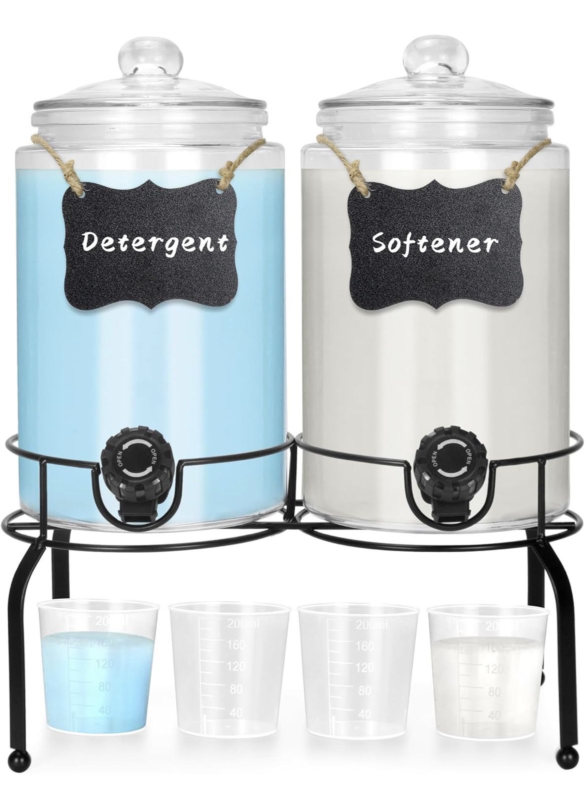 Glass Laundry Detergent Dispenser 2 Pack, 2 Gallon Laundry Soap Dispenser