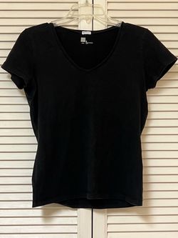 Gap Stretch Black V Neck Short Sleeve T-shirt - Size Small - VGUC