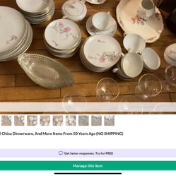 A Set Of About 12 Pieces Of Each China Piece, Fine China, Beautiful Color, And Some More Stuff.  All For $70