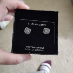 1/2 CT Rose Cut Diamond Earrings 